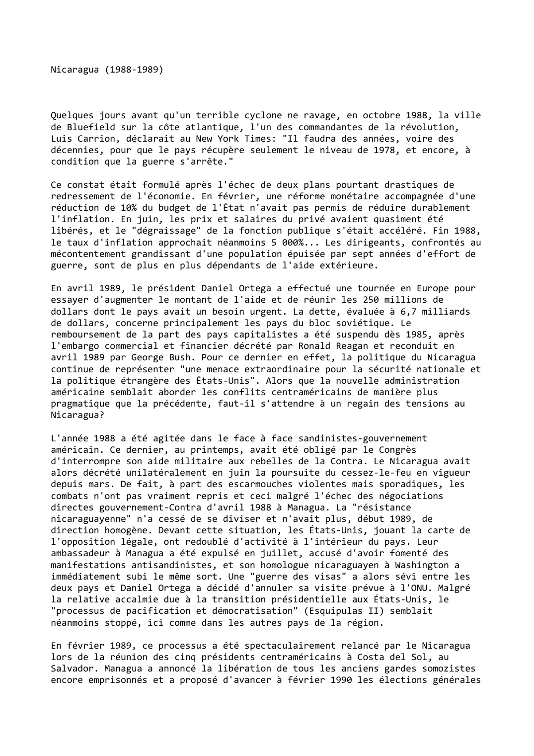 Prévisualisation du document Nicaragua (1988-1989)