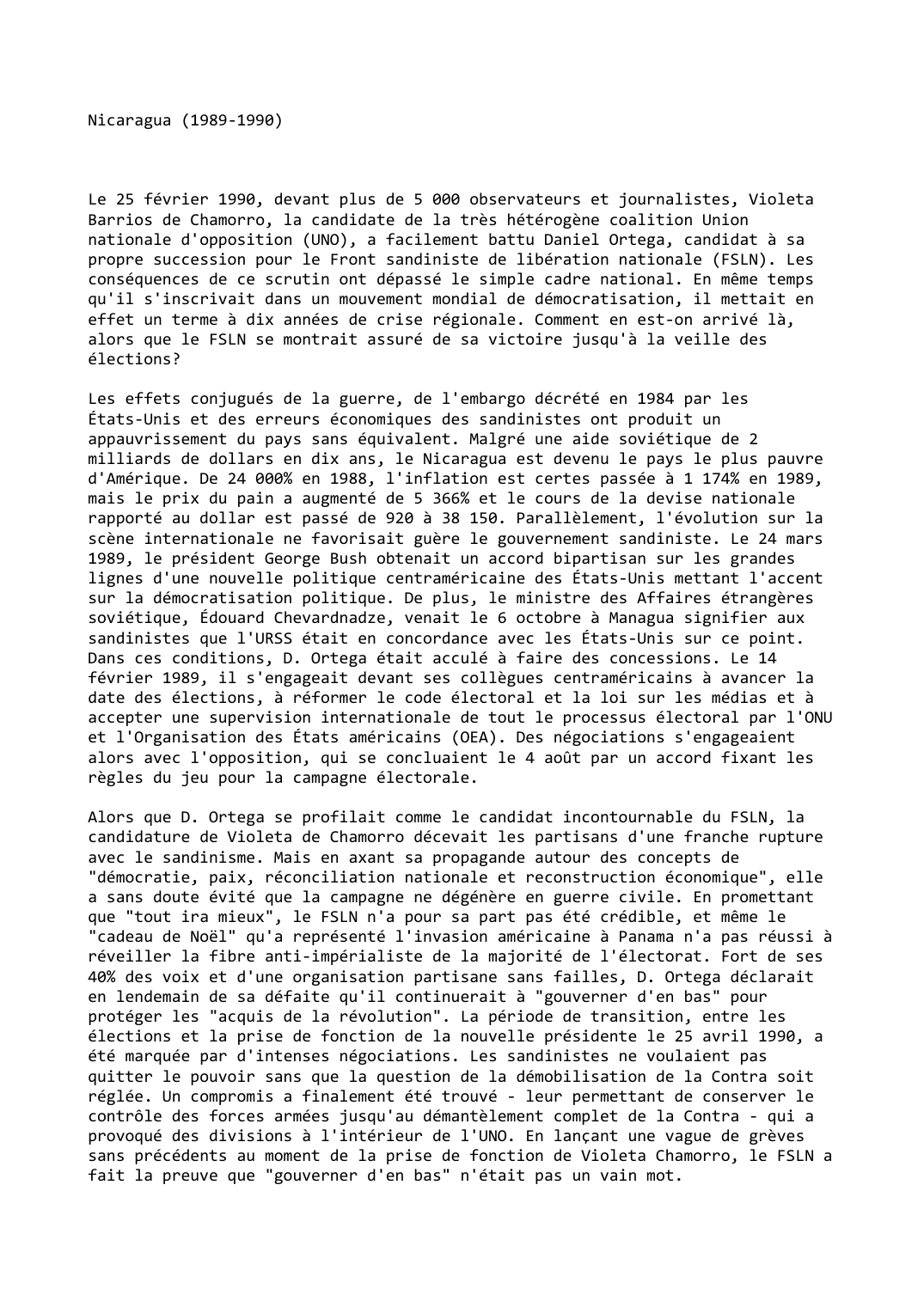 Prévisualisation du document Nicaragua (1989-1990)