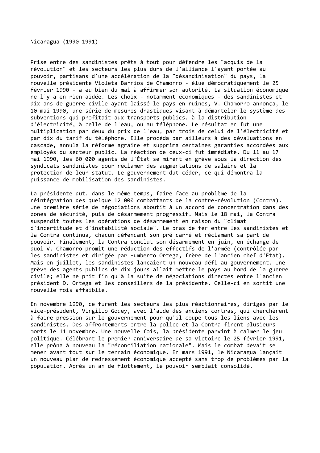 Prévisualisation du document Nicaragua (1990-1991)