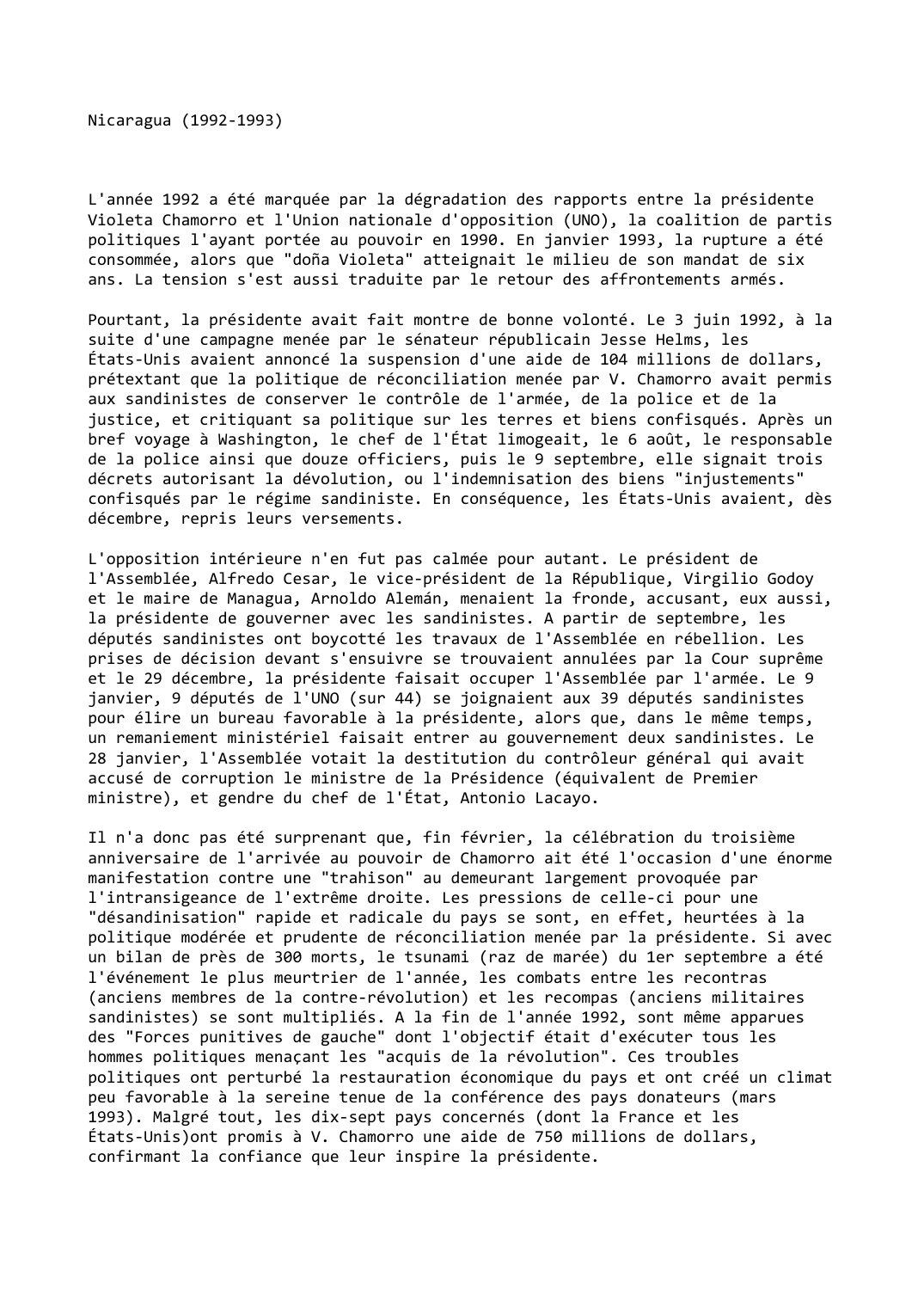 Prévisualisation du document Nicaragua (1992-1993)