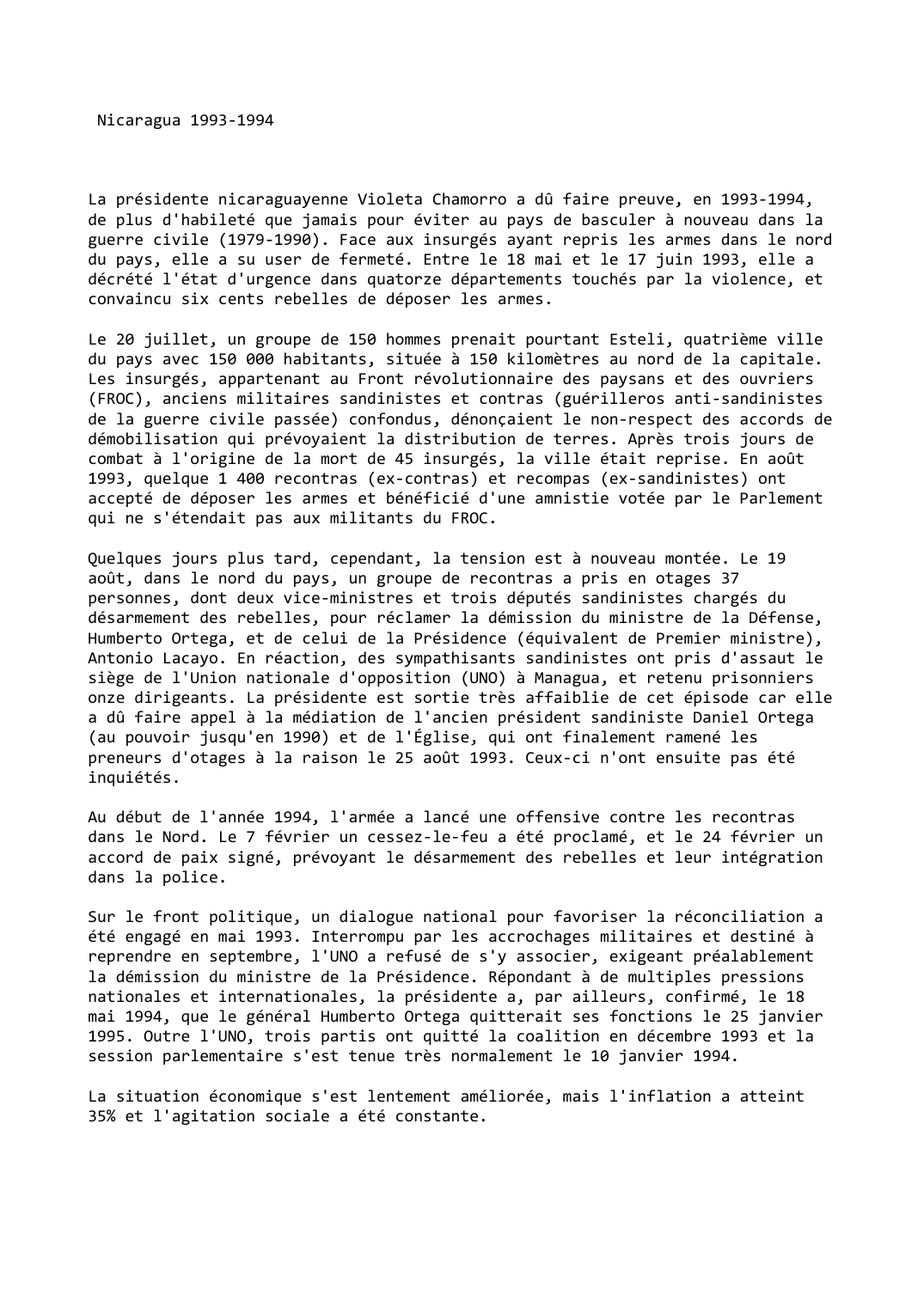 Prévisualisation du document Nicaragua 1993-1994