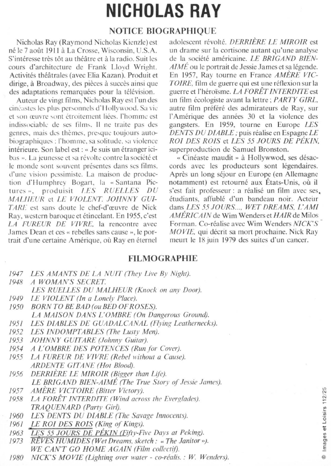 Prévisualisation du document NICHOLAS RAY