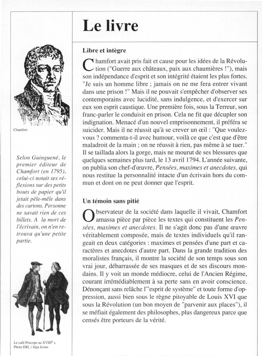 Prévisualisation du document Nicolas de CHAMFORT : Pensées, maximes et anecdotes