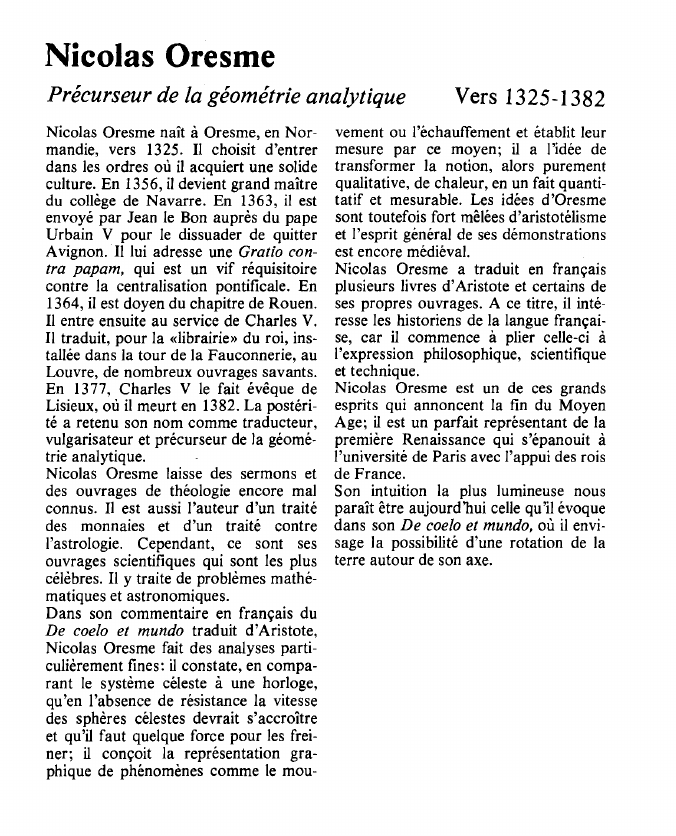Prévisualisation du document Nicolas OresmePrécurseur de la géométrie analytique.