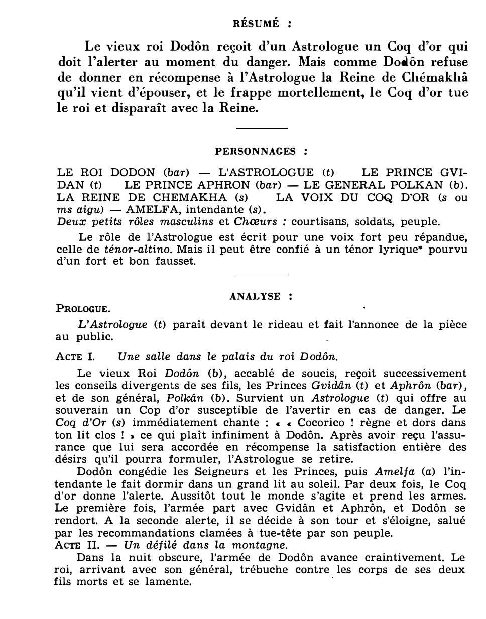 Prévisualisation du document Nicolas RIMSKY-KORSAKOW : LE COQ D’OR (résumé et analyse de l’œuvre – Répertoire lyrique)