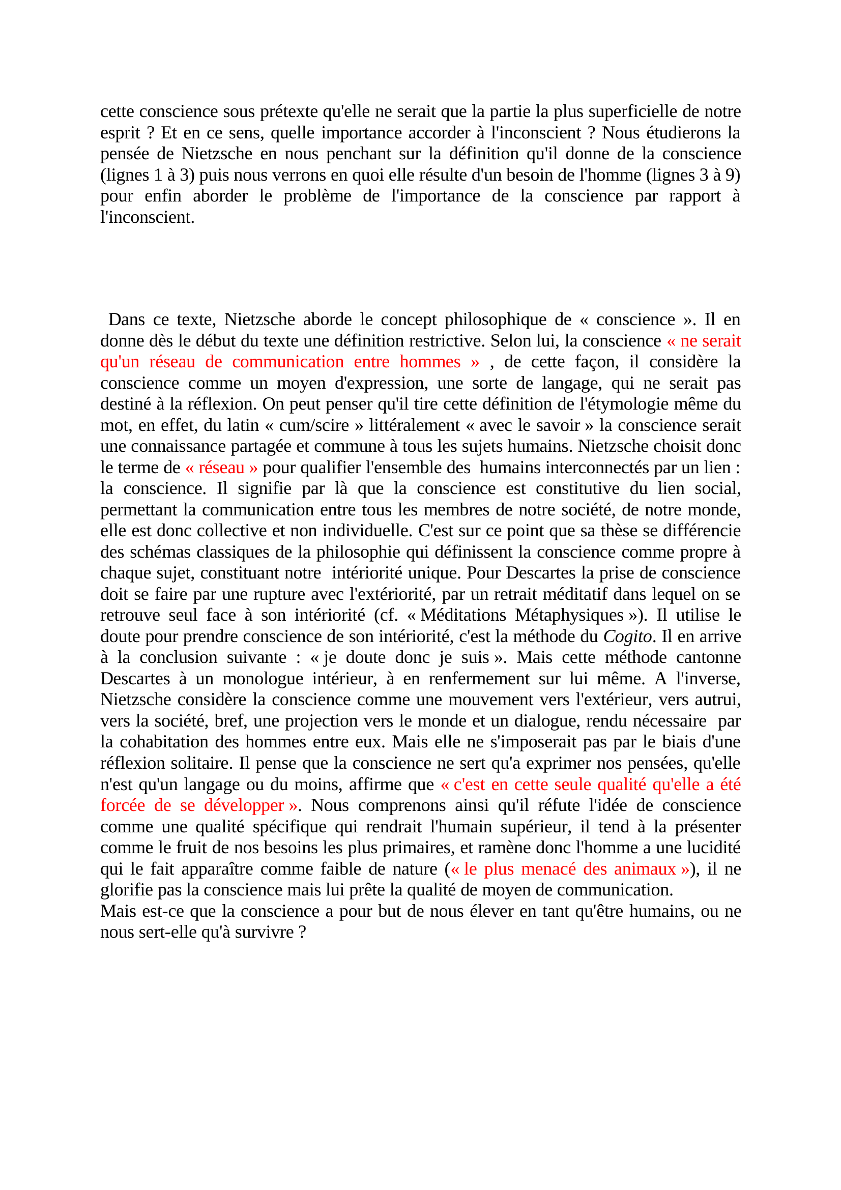 Prévisualisation du document Nietzsche; Le Gai Savoir, 1881: La conscience n'est qu'un réseau de communications