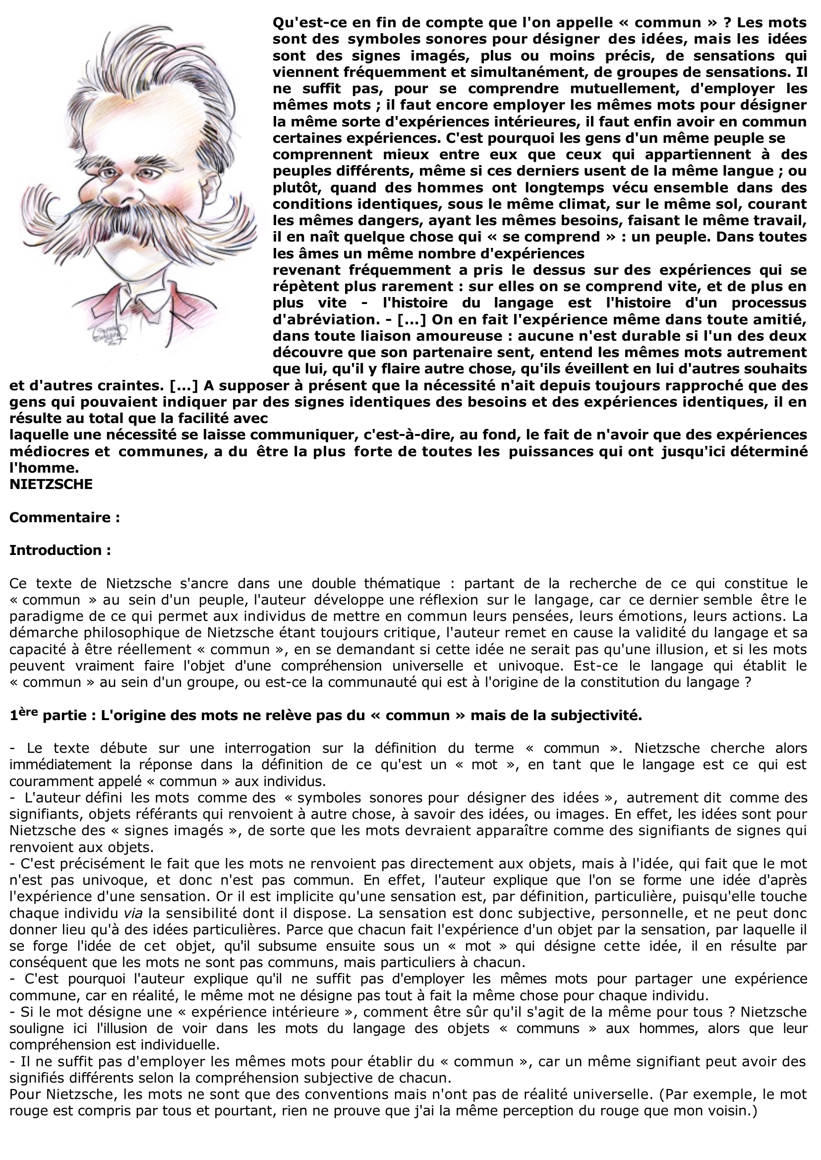 Prévisualisation du document NIETZSCHE: Qu'est-ce en fin de compte que l'on appelle « commun » ?