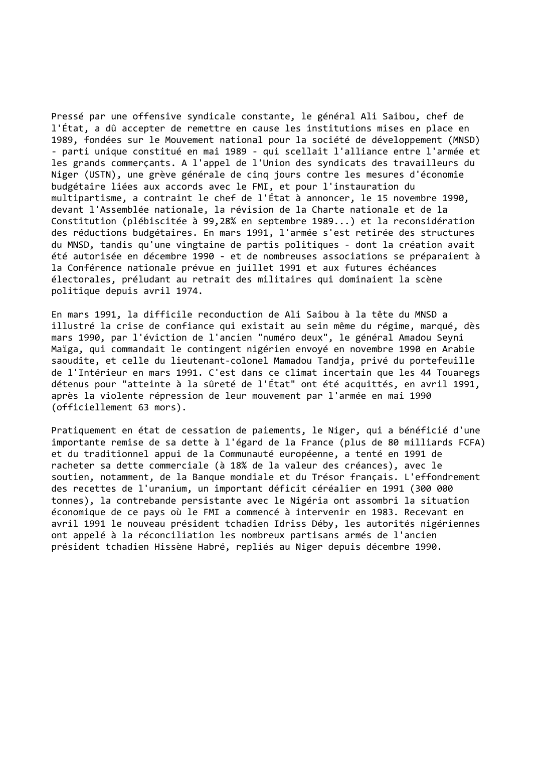 Prévisualisation du document Niger (1990-1991)
