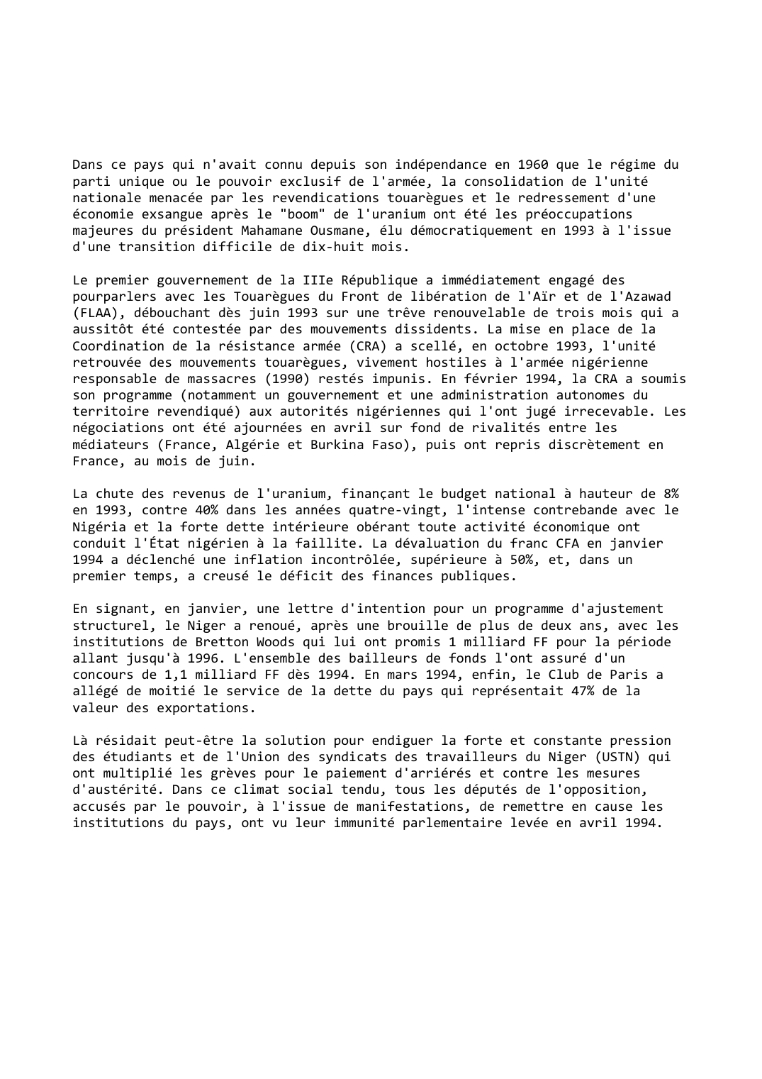 Prévisualisation du document Niger (1993-1994)