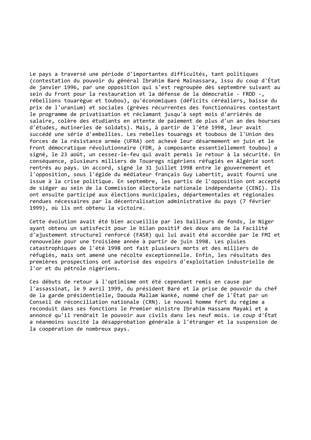 Prévisualisation du document Niger (1998-1999): L'assassinat du chef de l'État