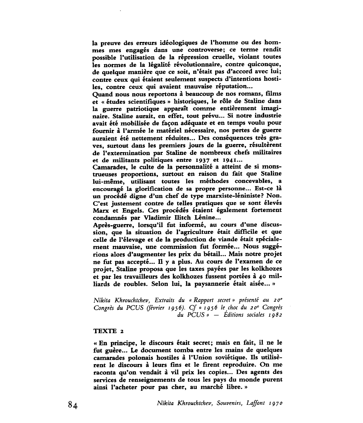 Prévisualisation du document Nikita Khrouchtchev, Extraits du « Rapport secret » présenté au 20e Congrès du PCUS (février 1956). Etude de document