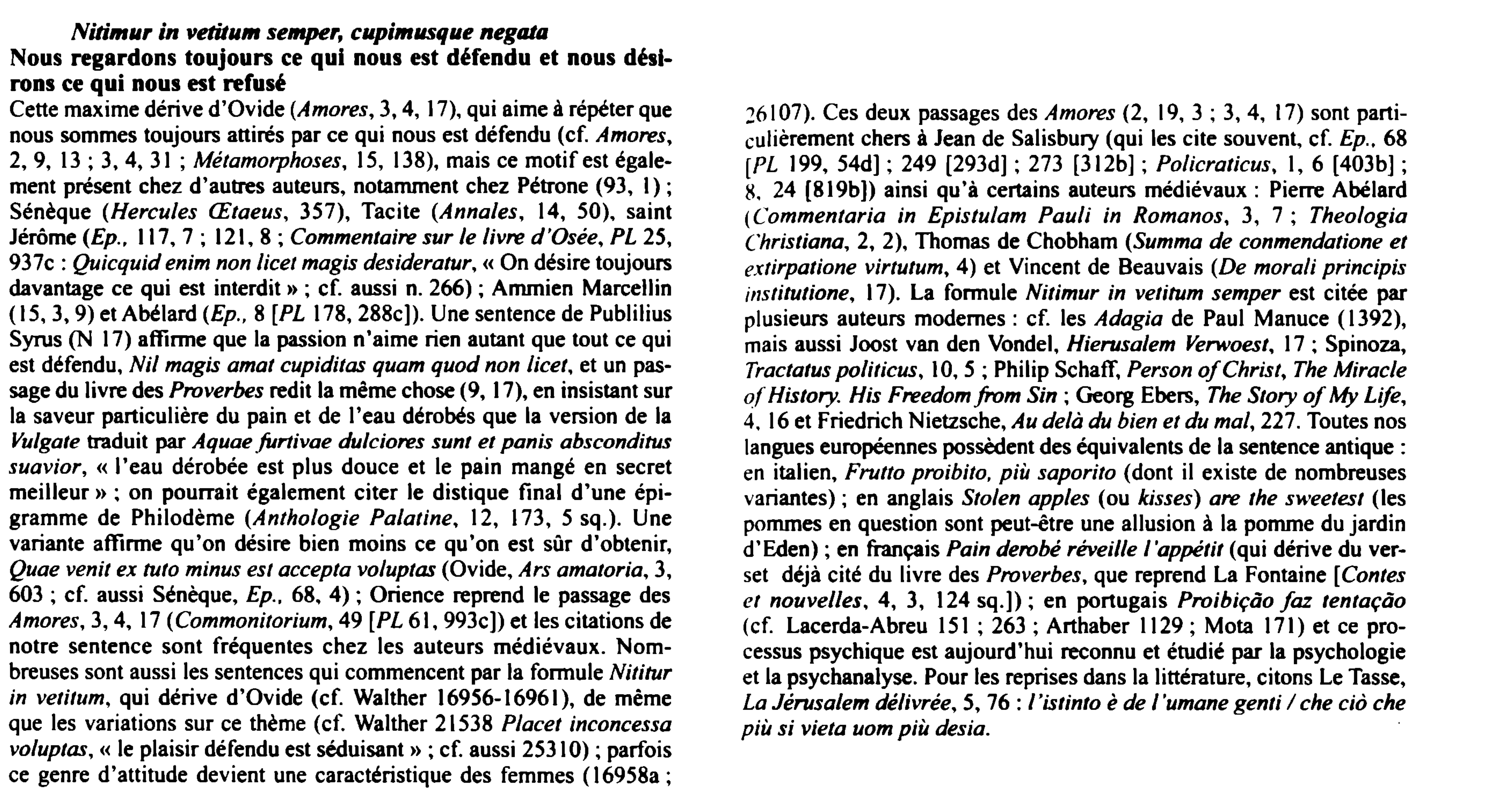 Prévisualisation du document Nitimur in vetitum semper, cupimusque negata