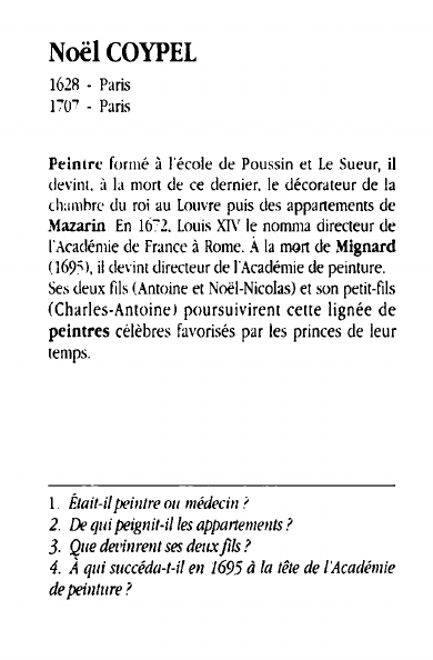 Prévisualisation du document Noël COYPEL1628 - Paris170"' - ParisPeintre formé à l'école de Poussin et Le Sueur, ildevint.