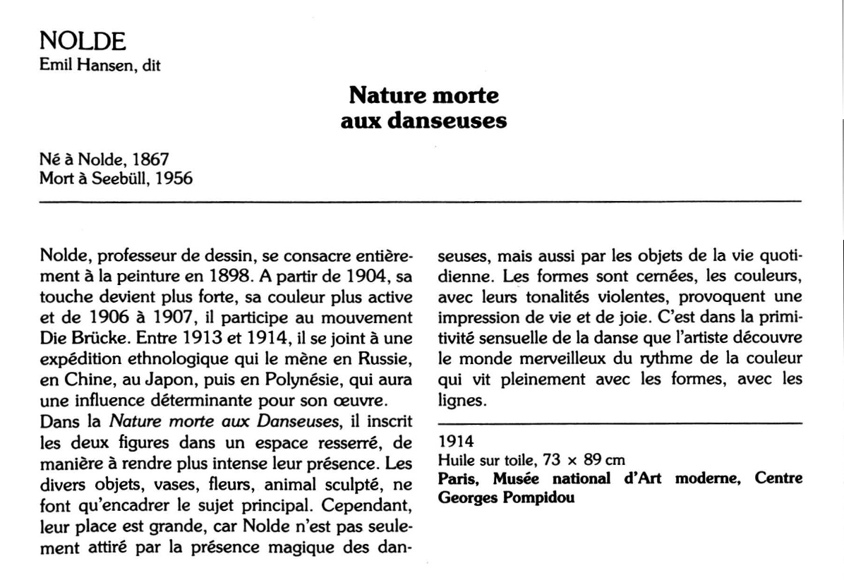 Prévisualisation du document NOLDE Emil Hansen, dit : Nature morte aux danseuses