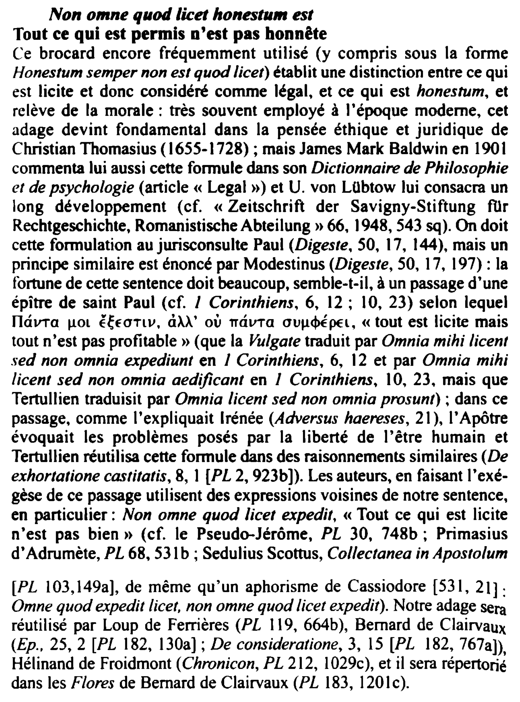 Prévisualisation du document Non omne quod licet honestum est