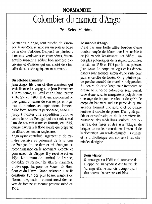 Prévisualisation du document NORMANDIEColombier du manoir d'Ango.