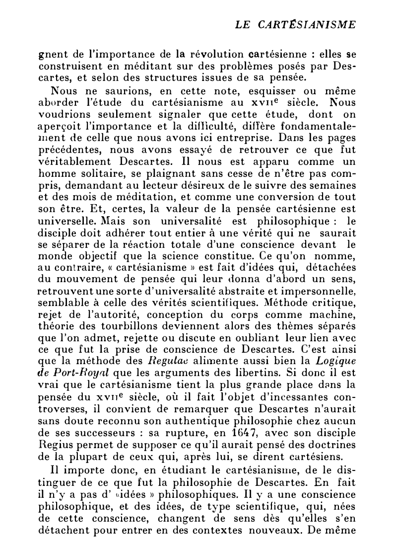 Prévisualisation du document NOTE SUR LE CARTÉSIANISME AU XVIIe SIECLE