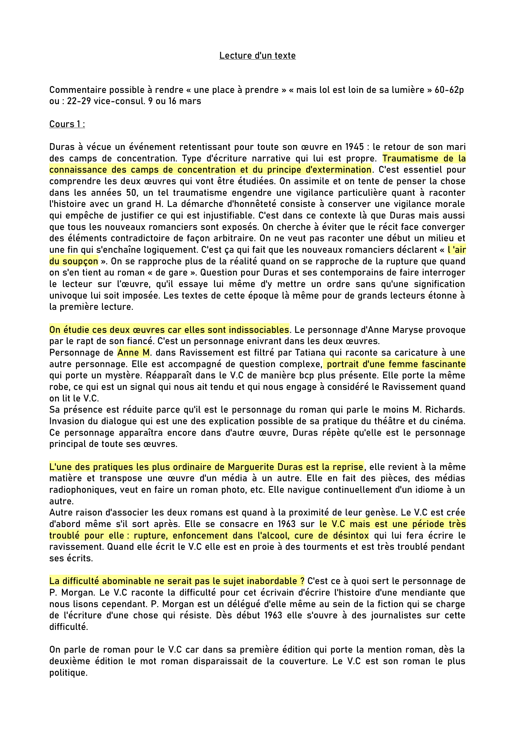 Prévisualisation du document Notes sur Marguerite Duras-Le ravissment de Lol V. Stein et le Vice Consul
