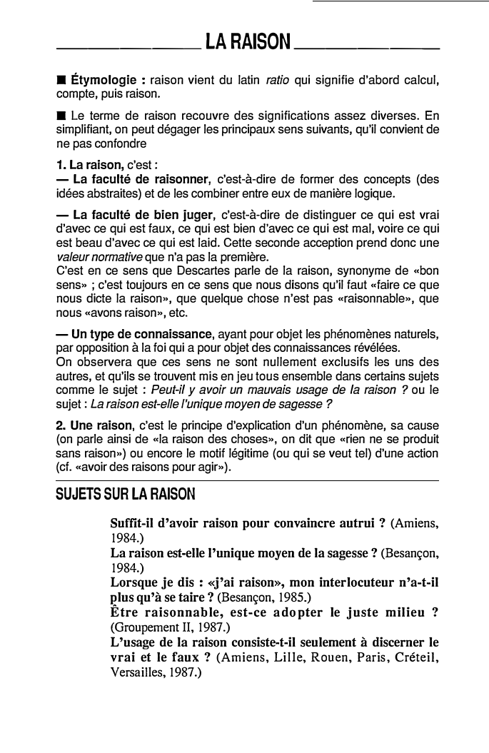 Prévisualisation du document NOTION DE LA RAISON