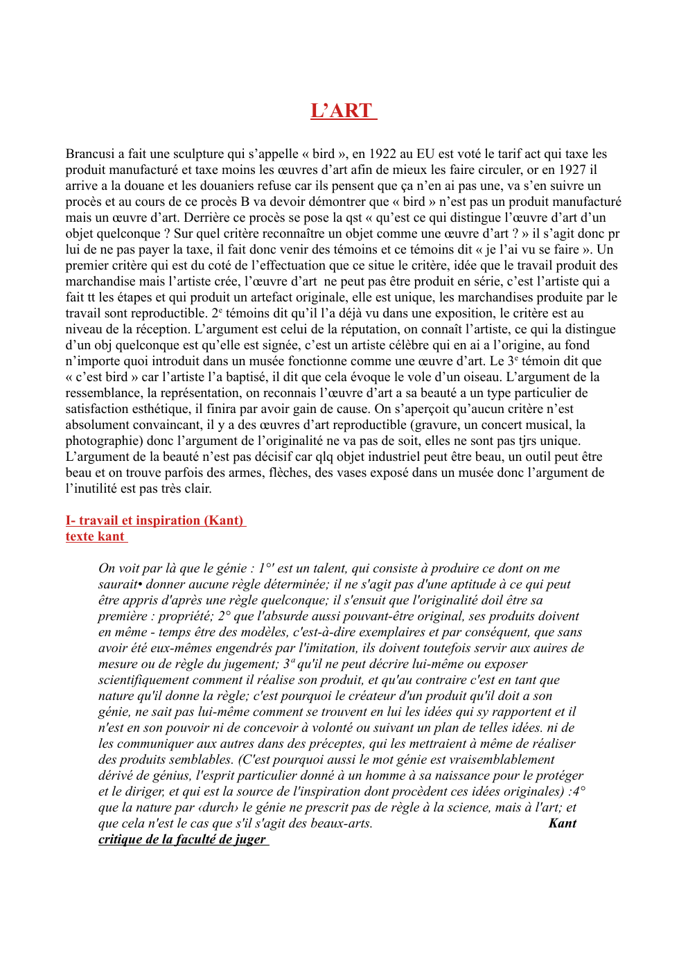 Prévisualisation du document notion l'art philosophie tronc commun terminale