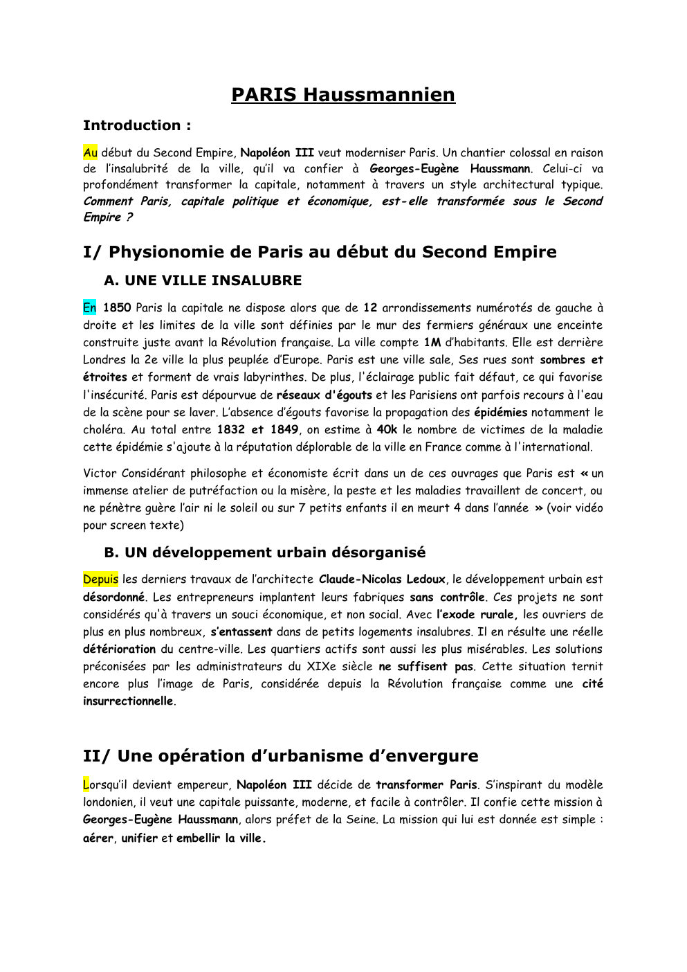 Prévisualisation du document Notions chapitre PARIS Haussmannien