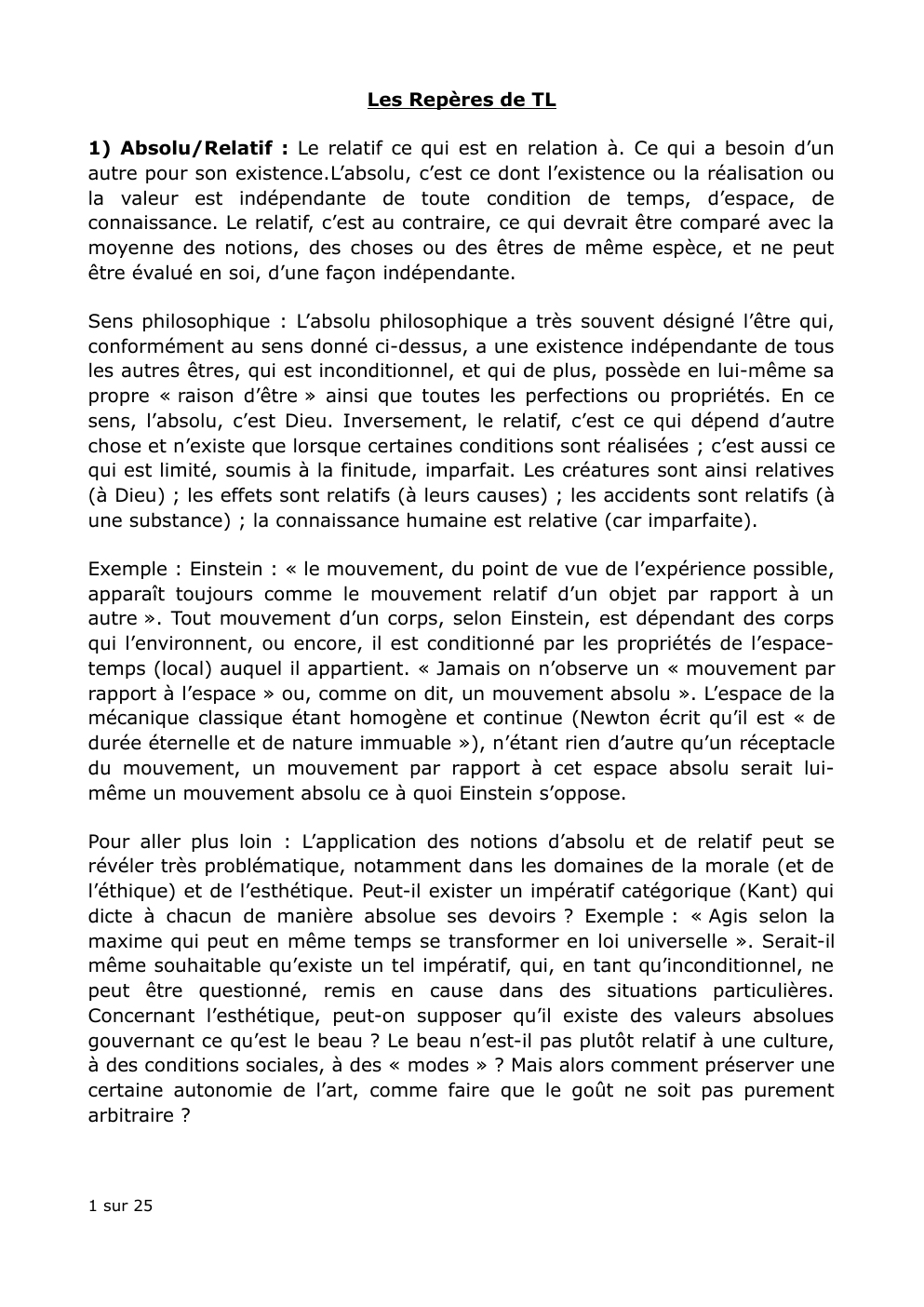 Prévisualisation du document Notions de philosophie: Les Repères de TL