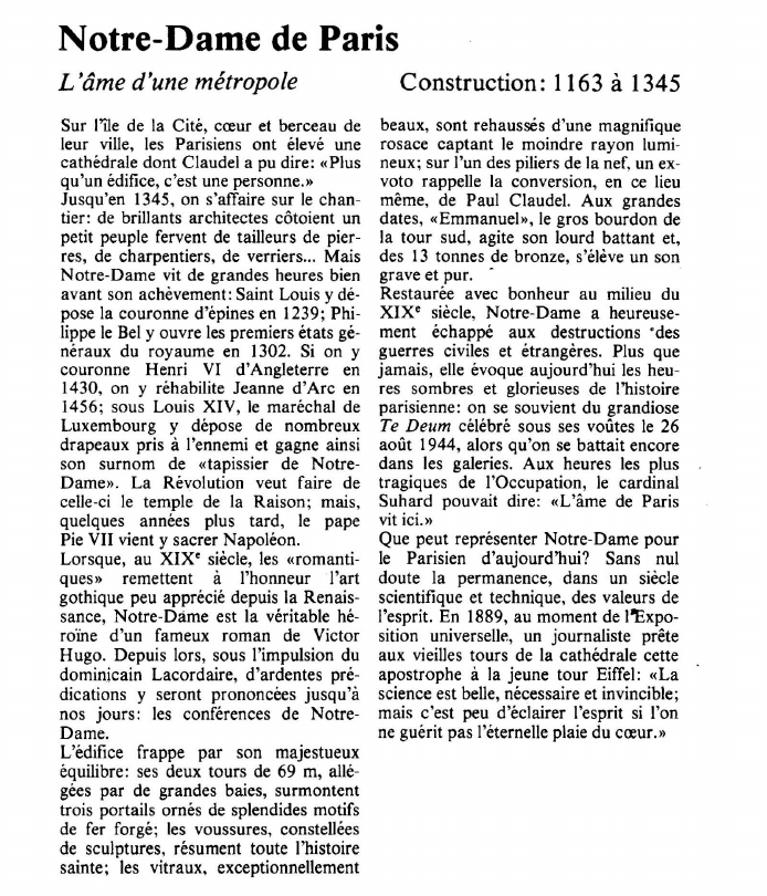 Prévisualisation du document Notre-Dame de ParisL'âme d'une métropole.