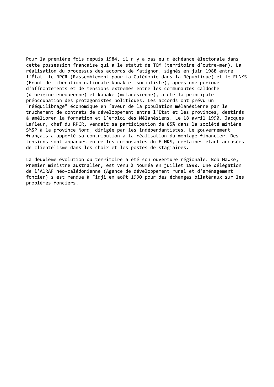 Prévisualisation du document Nouvelle-Calédonie (1990-1991)