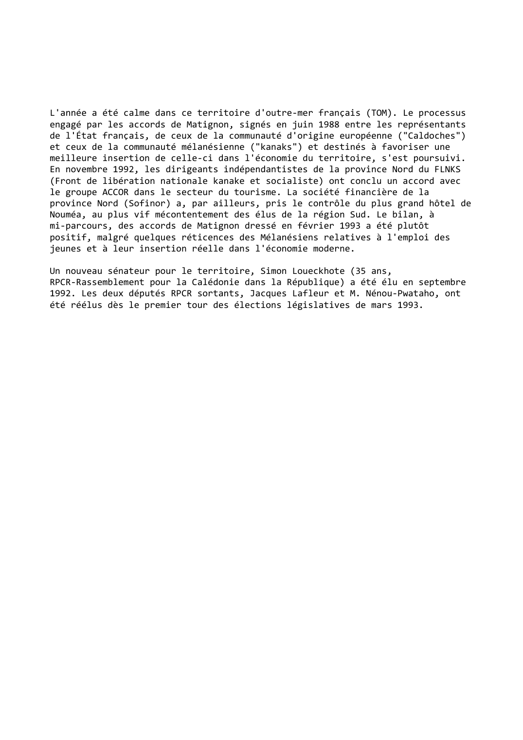 Prévisualisation du document Nouvelle-Calédonie (1992-1993)