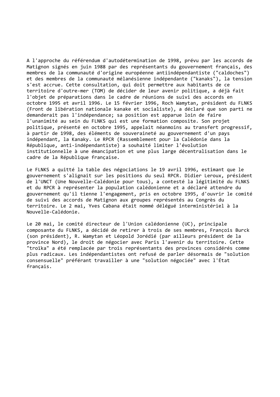 Prévisualisation du document Nouvelle-Calédonie (1995-1996)