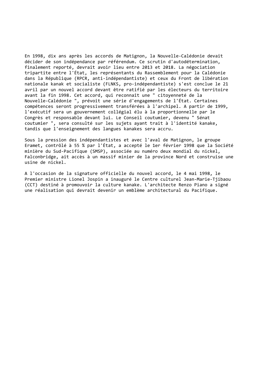 Prévisualisation du document Nouvelle-Calédonie (1997-1998)