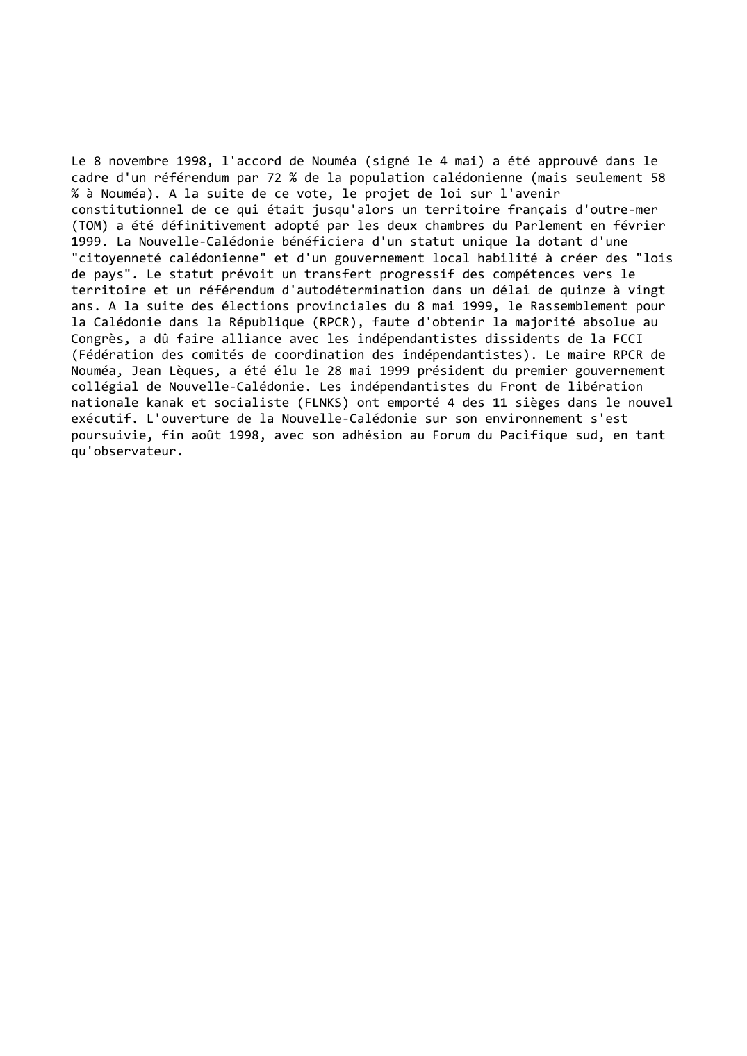 Prévisualisation du document Nouvelle-Calédonie (1998-1999)