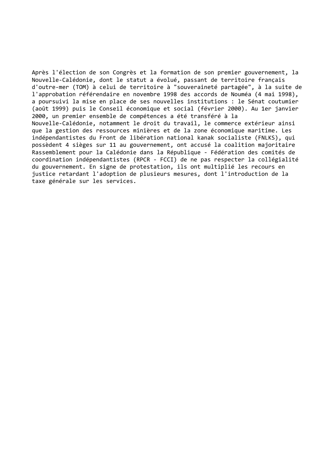 Prévisualisation du document Nouvelle-Calédonie (1999-2000)