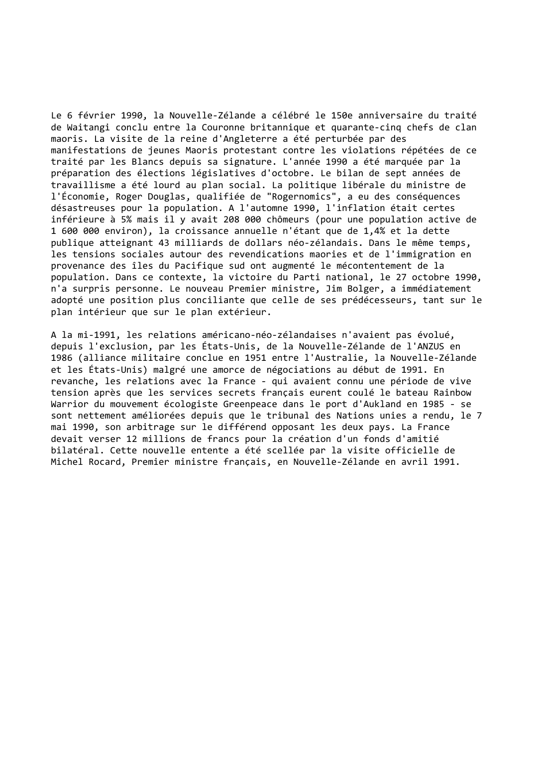 Prévisualisation du document Nouvelle-Zélande (1990-1991)