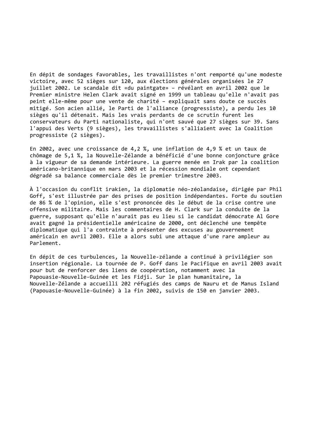 Prévisualisation du document Nouvelle-Zélande (2002-2003): Turbulences diplomatiques