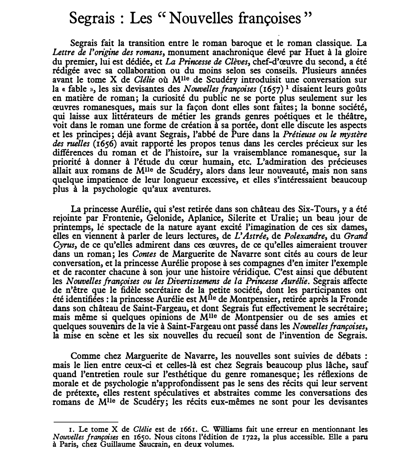 Prévisualisation du document NOUVELLES FRANÇAISES OU DIVERTISSEMENT DE LA PRINCESSE AURÉLIE de Jean Segrais : Fiche de lecture