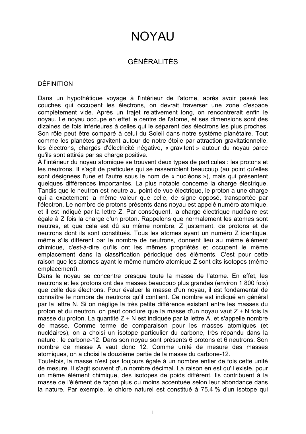 Prévisualisation du document NOYAU: GÉNÉRALITÉS - DÉFINITION
