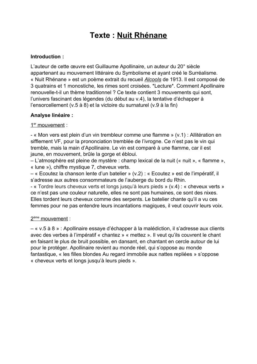 Prévisualisation du document Nuit Rhénane, Guillaume Apollinaire