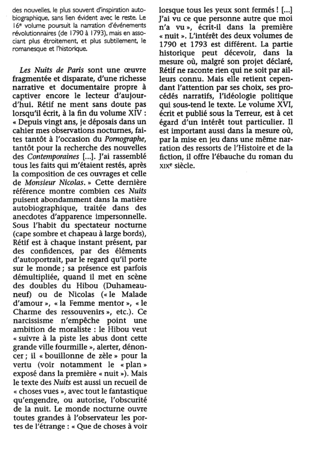 Prévisualisation du document Nuits de Paris (les) de Nicolas Edme Rétif, dit Rétif (ou Restif) de La Bretonne (analyse détaillée)