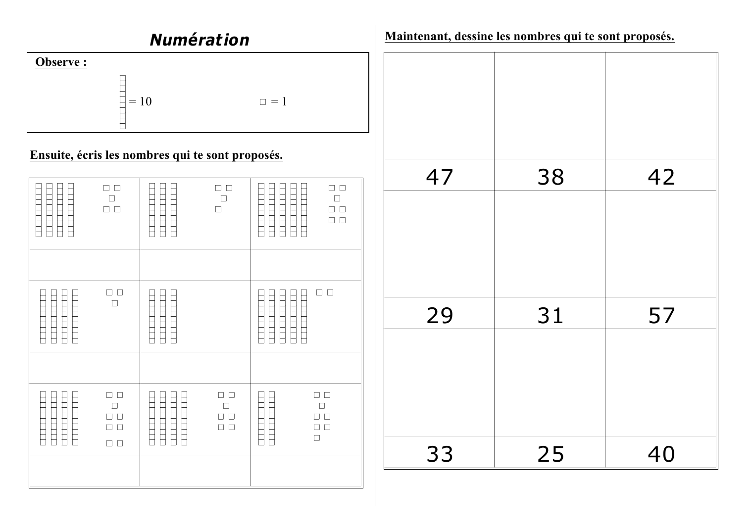 Prévisualisation du document NumérationMaintenant, dessine les nombres qui te sont proposés.