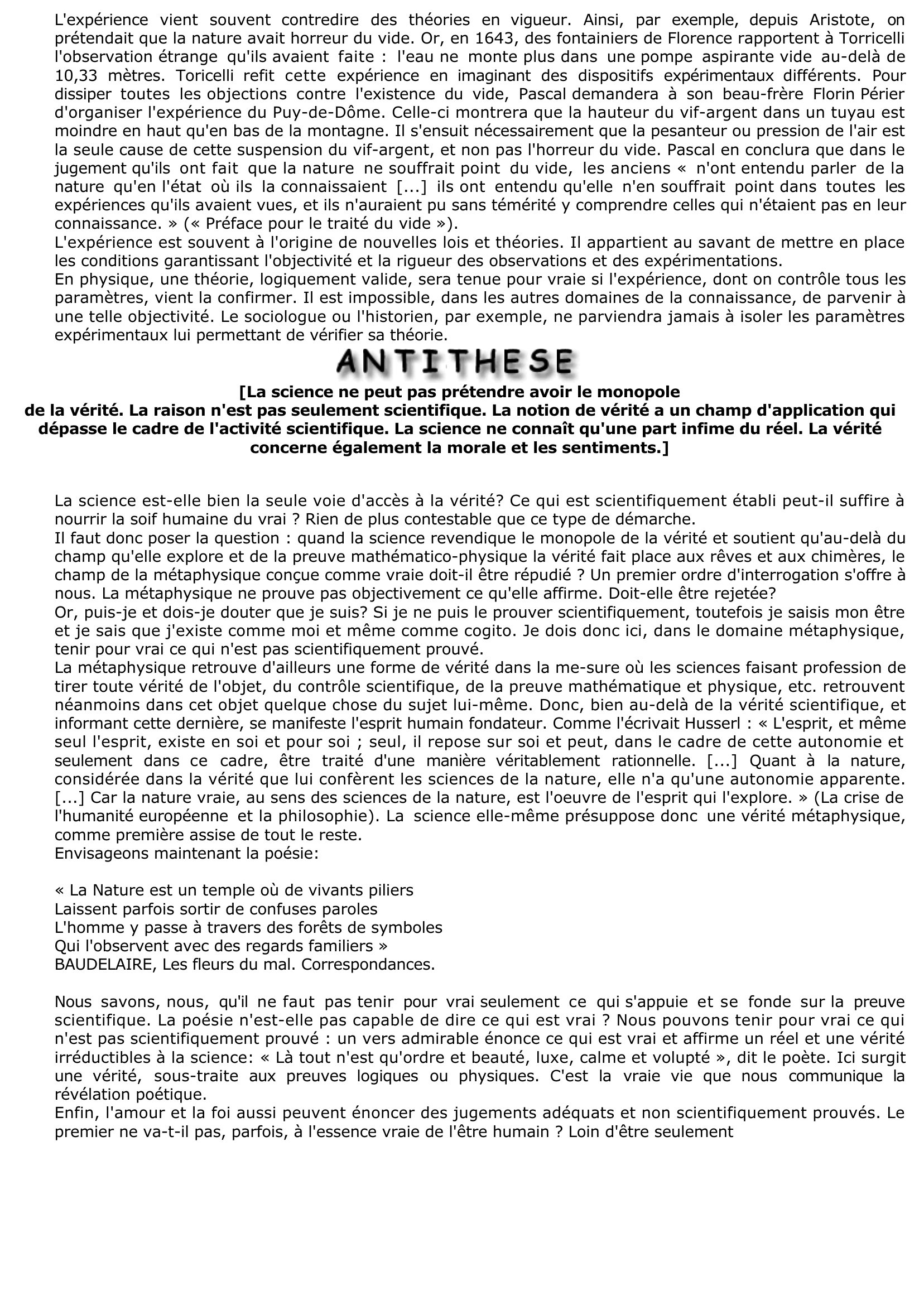 Prévisualisation du document N'y a-t-il de vérité que dans la Science ?