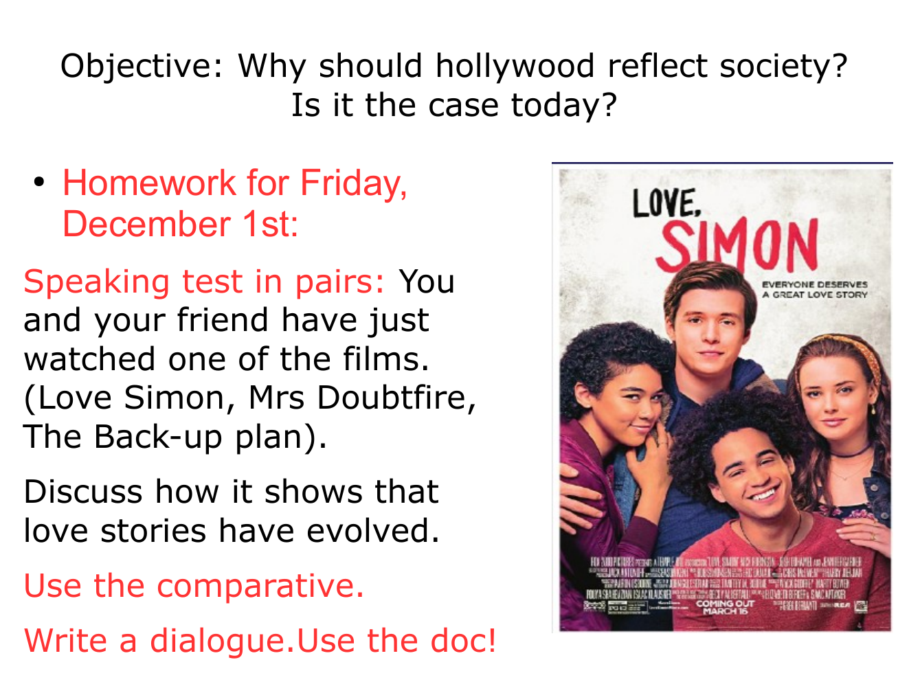 Prévisualisation du document Objective: Why should hollywood reflect society? Is it the case today?