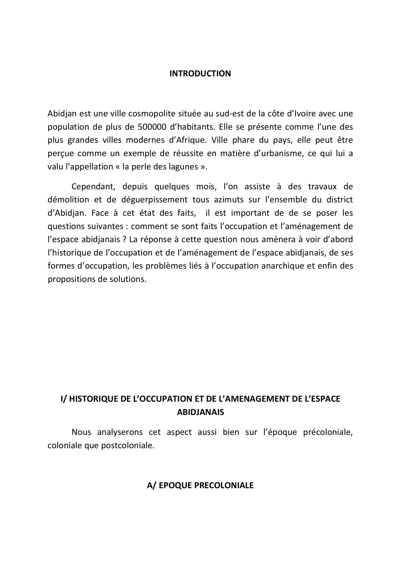 Prévisualisation du document Occupation et aménagement de l'espace d'Abidjan