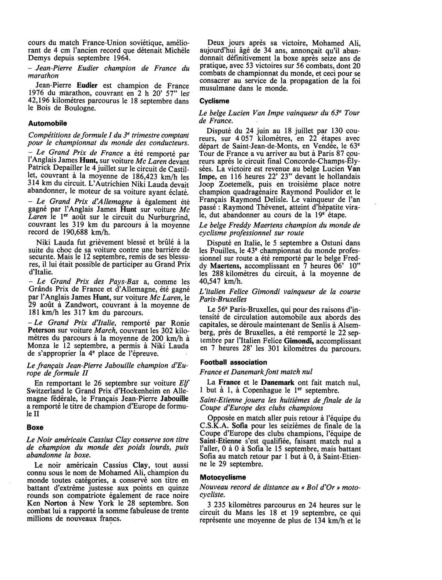 Prévisualisation du document OCTOBRE 1976: Sports et Loisirs