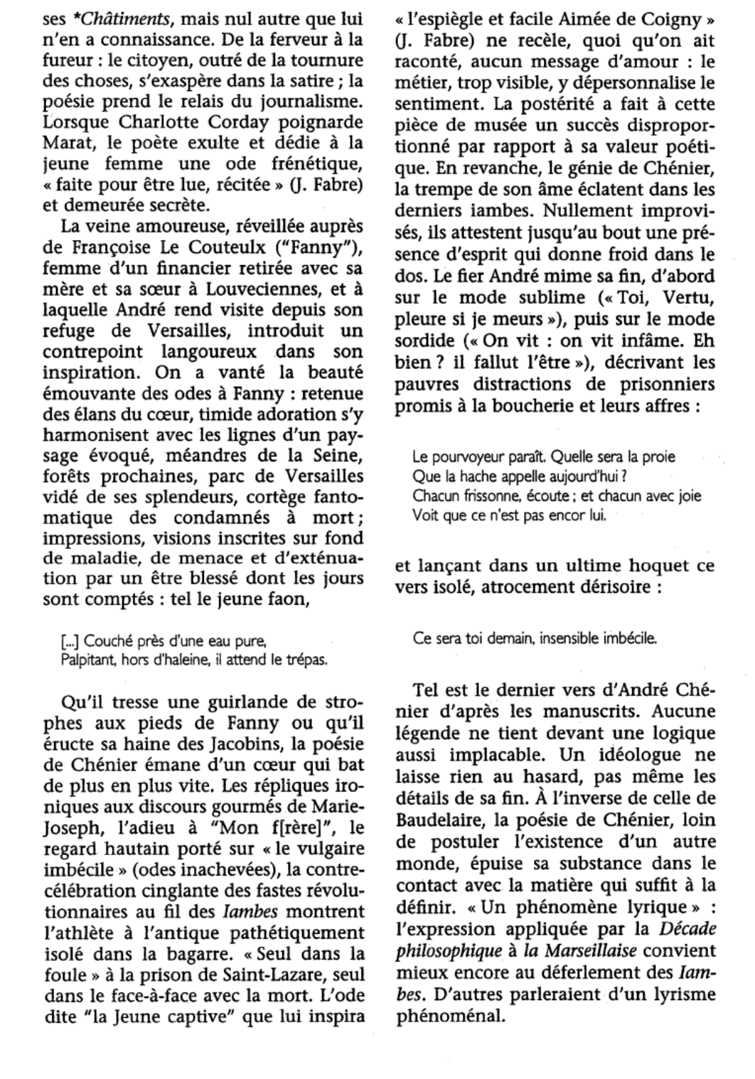 Prévisualisation du document Odes et Iambes. Poèmes d'André Chénier (résumé de l'oeuvre & analyse détaillée)