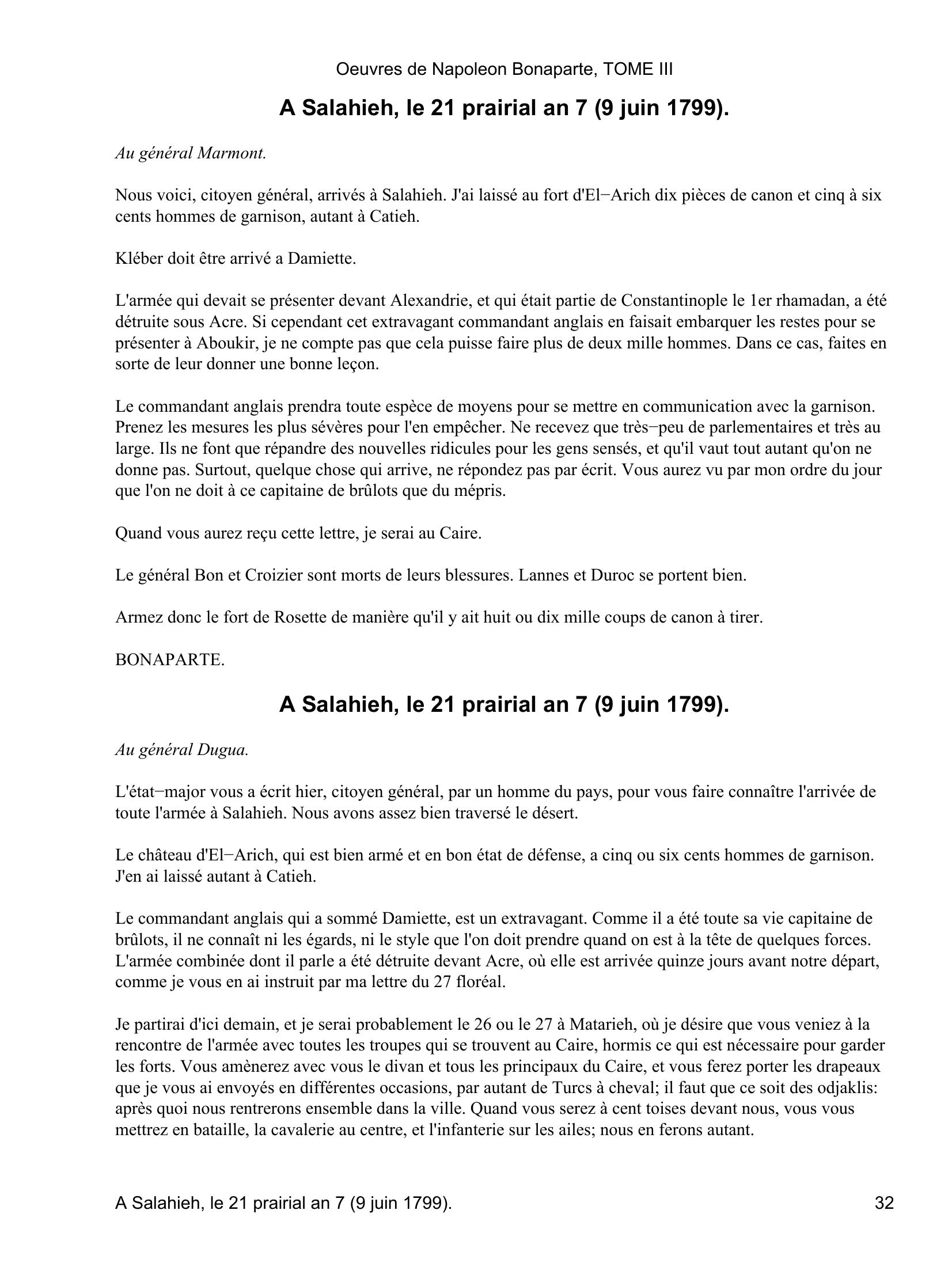 Prévisualisation du document Oeuvres de Napoleon Bonaparte, TOME III
BONAPARTE.