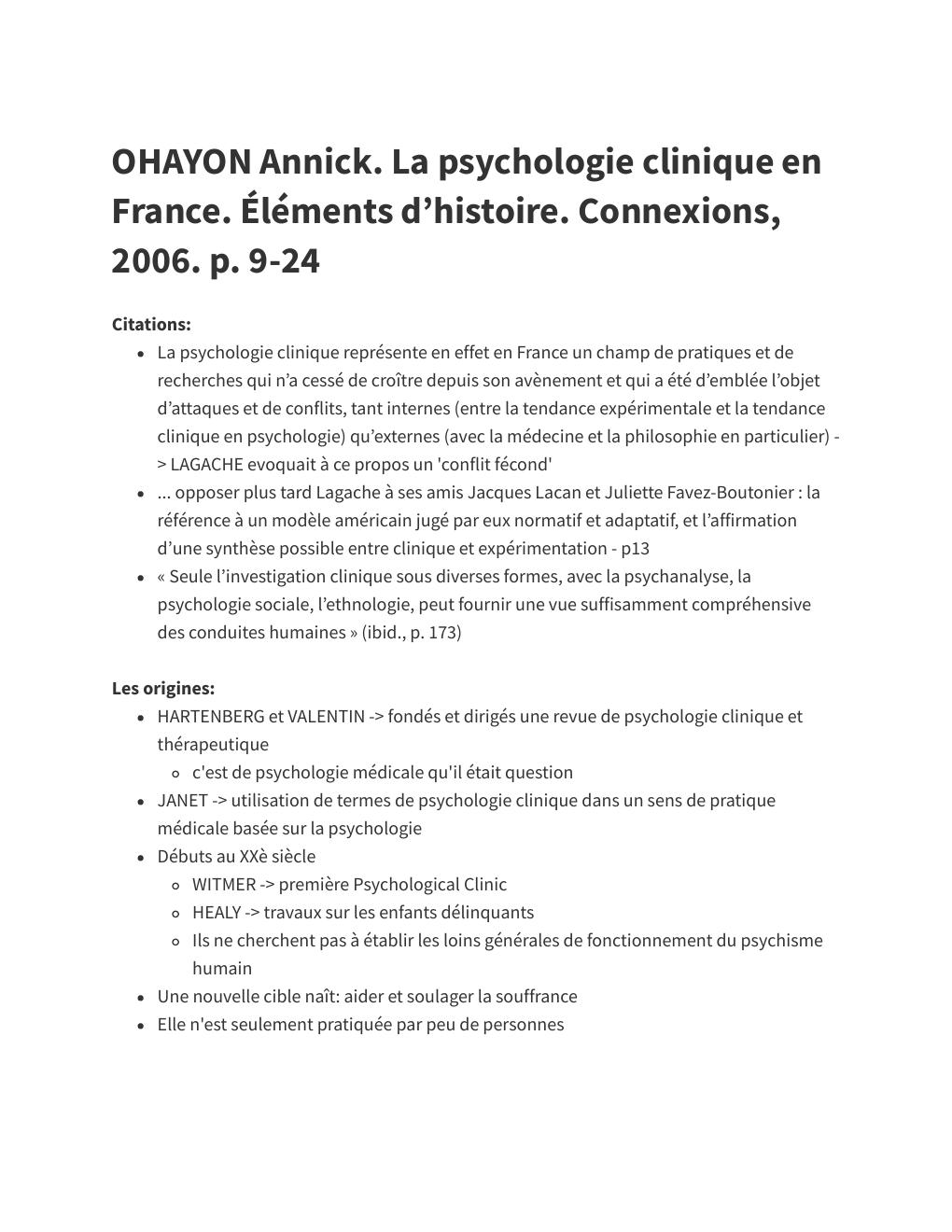 Prévisualisation du document OHAYON Annick. La psychologie clinique en France. Éléments d’histoire.  Connexions, 2006. p. 9-24