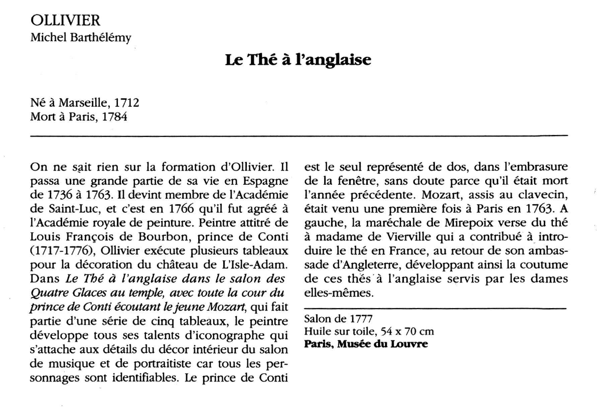 Prévisualisation du document OLLIVIER Michel Barthélémy : Le Thé à l'anglaise