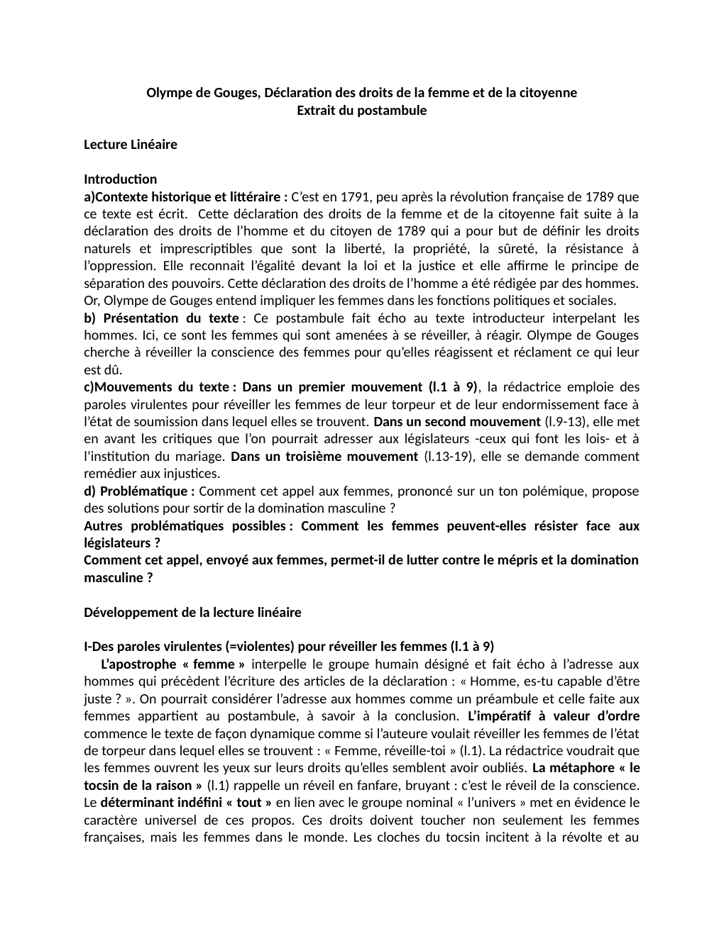 Prévisualisation du document Olympe de Gouges, Déclaration des droits de la femme et de la citoyenne Extrait du postambule