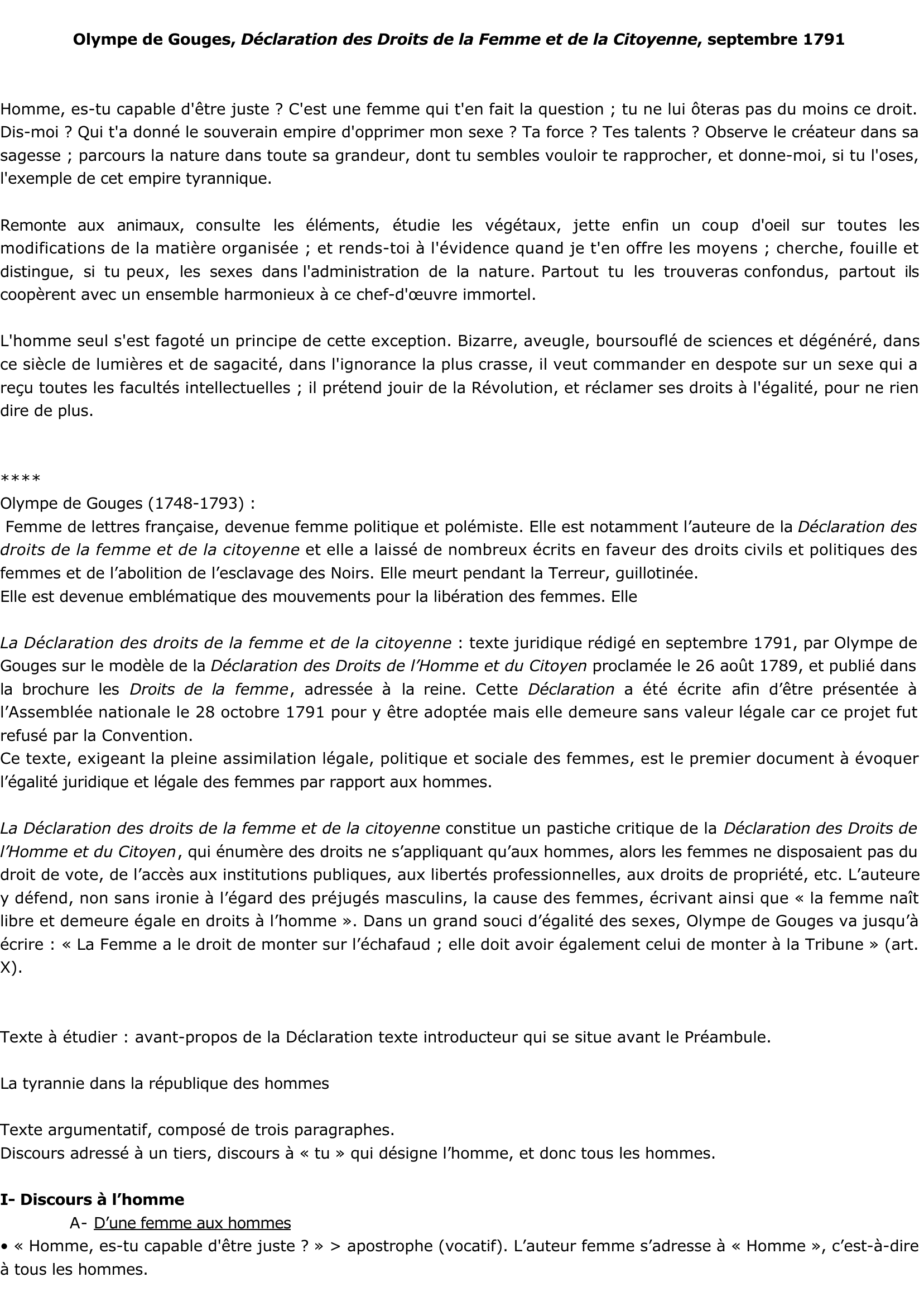 Prévisualisation du document Olympe de Gouges, Déclaration des Droits de la Femme et de la Citoyenne.